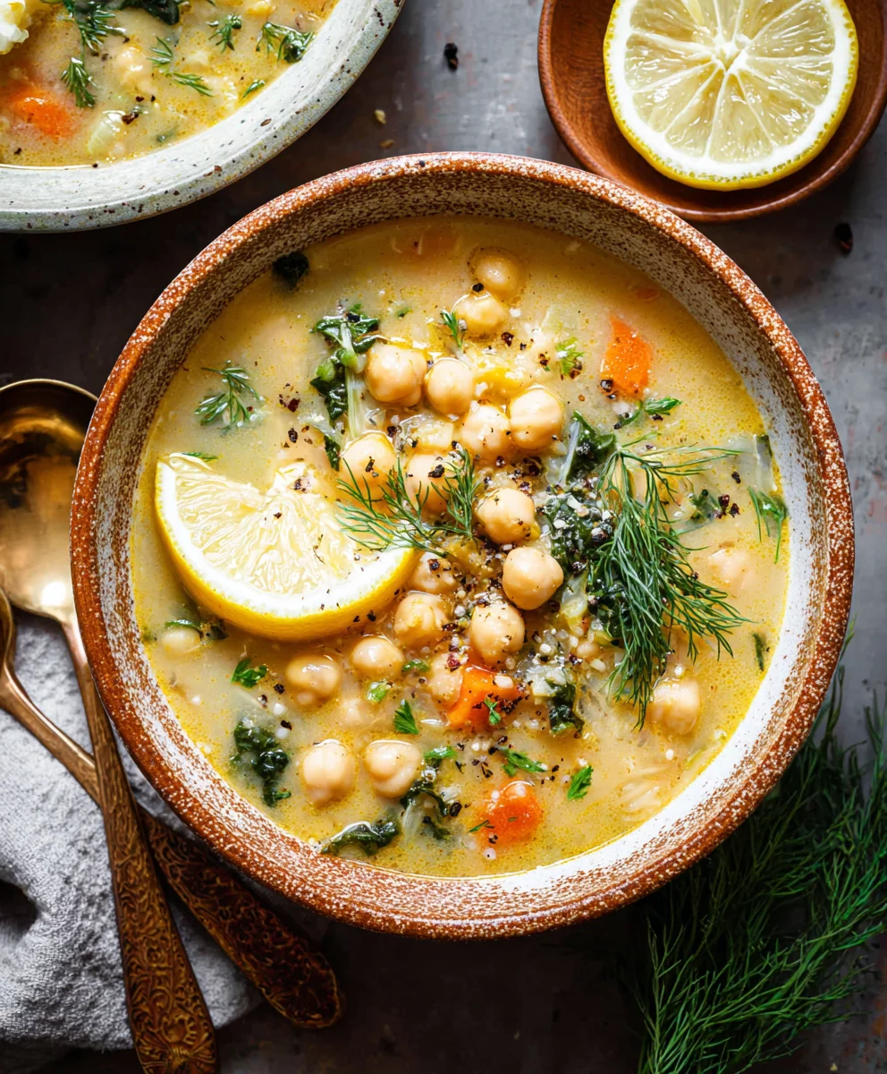 Lemony Greek Chickpea Soup Recipe- Easy & Flavorful