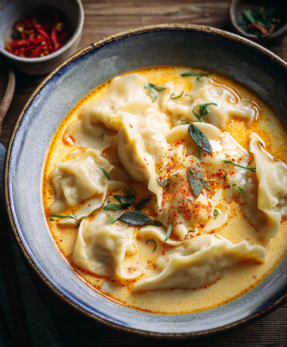 Thai Coconut Curry Beef Dumpling Soup-Flavorful & Easy