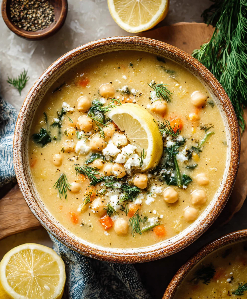 Lemony Greek Chickpea Soup Recipe- Easy & Flavorful