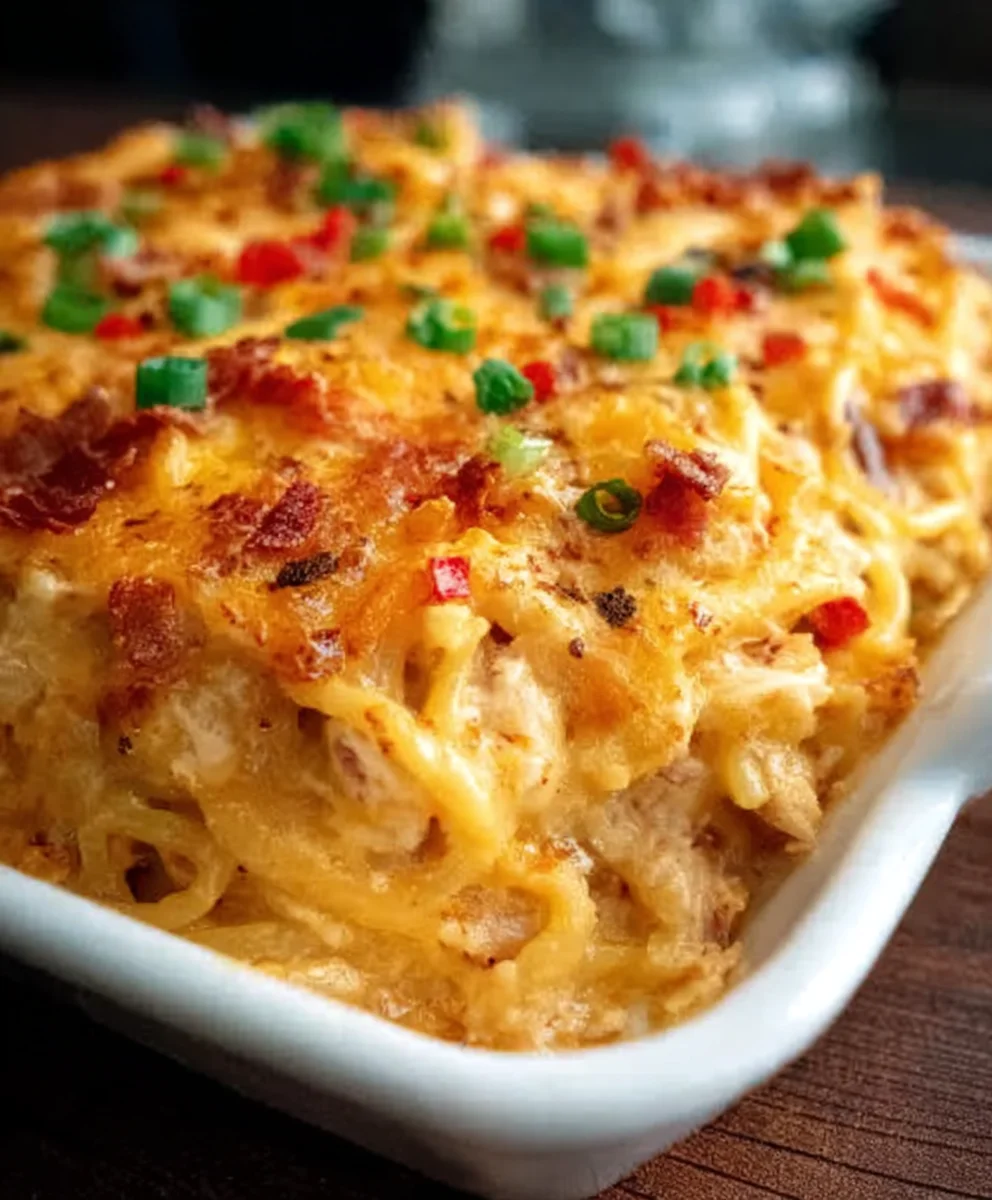 Spicy Southern Cheesy Chicken Spaghetti Casserole