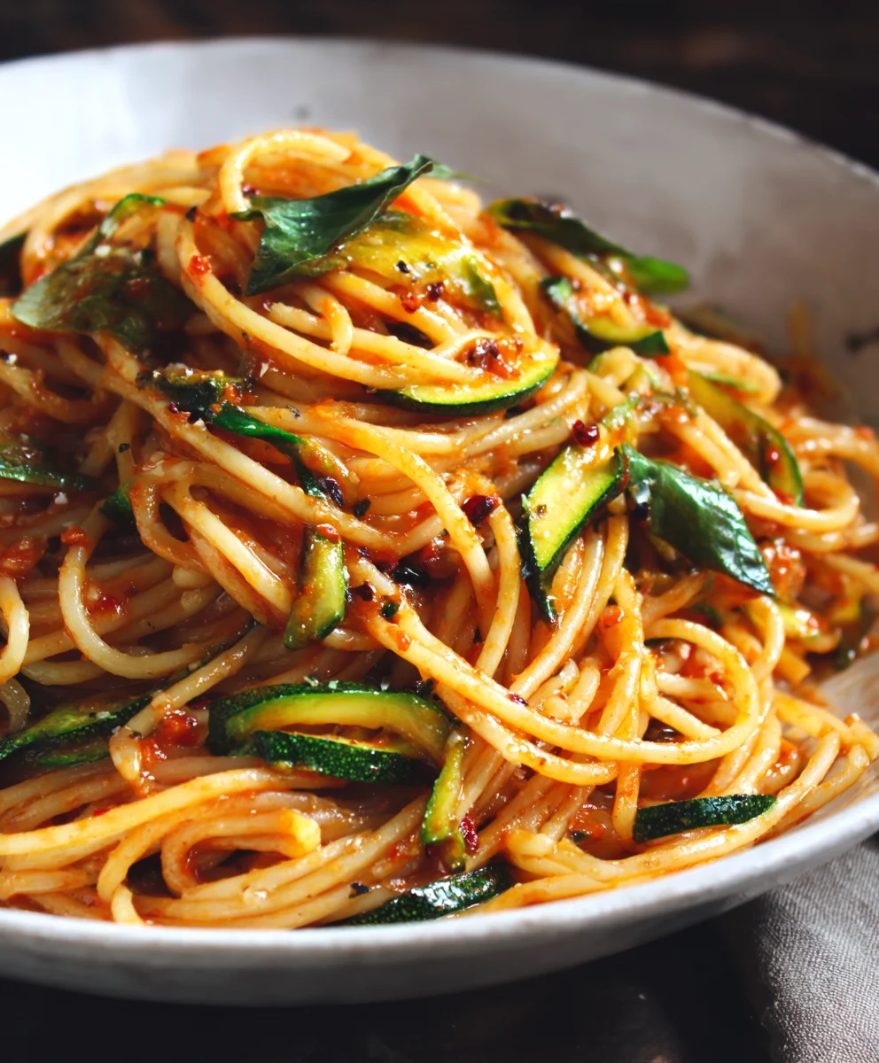 Healthy Tomato Zucchini Pasta - Quick & Easy Recipe