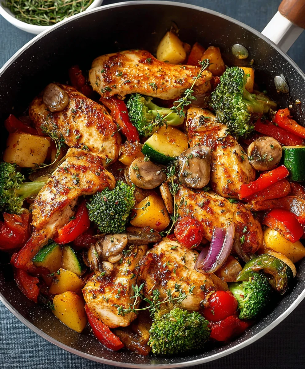 Healthy Chicken and Vegetable Skillet-Easy Dinner