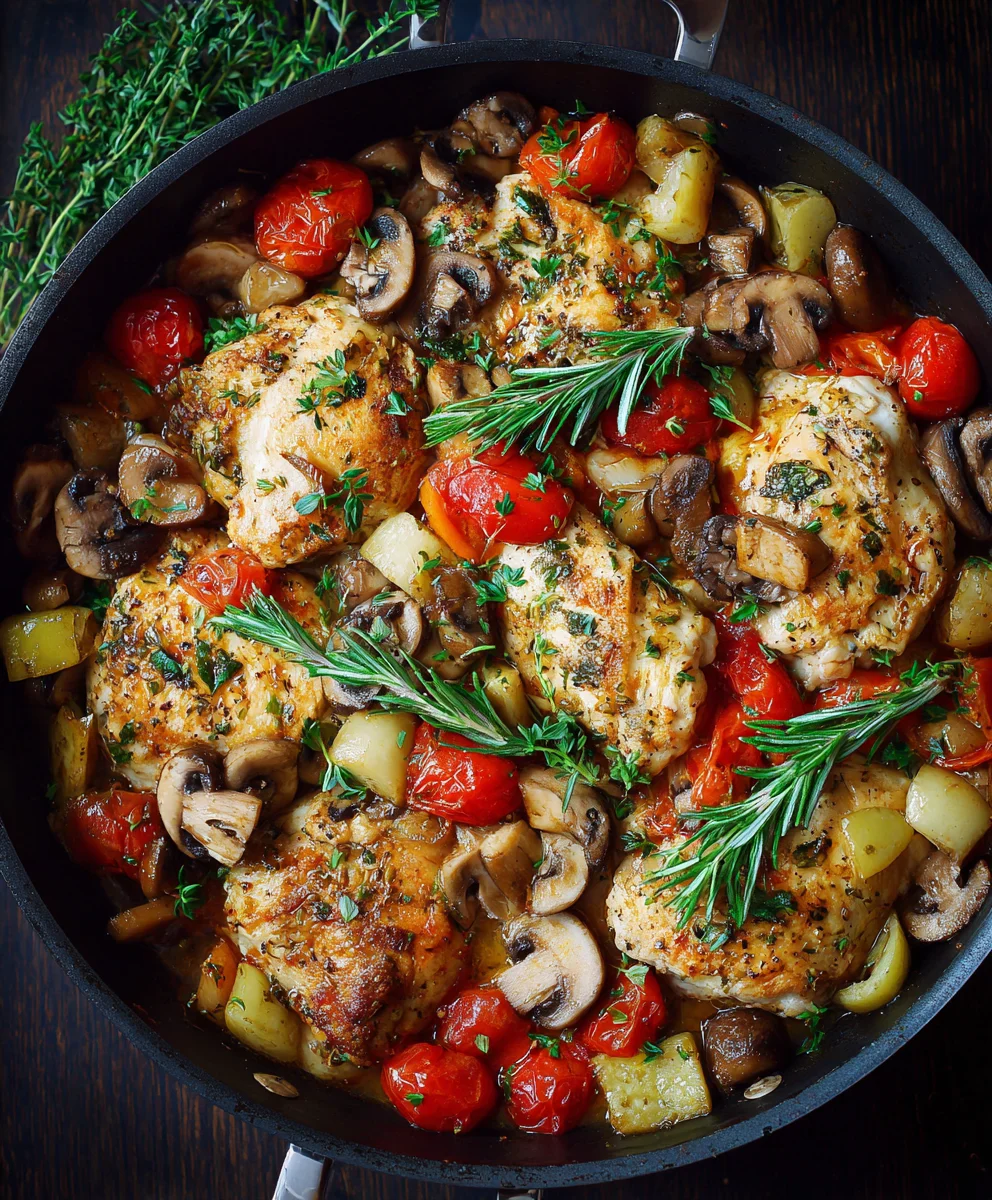One Pot Chicken Vegetable Skillet-Healthy Low Carb