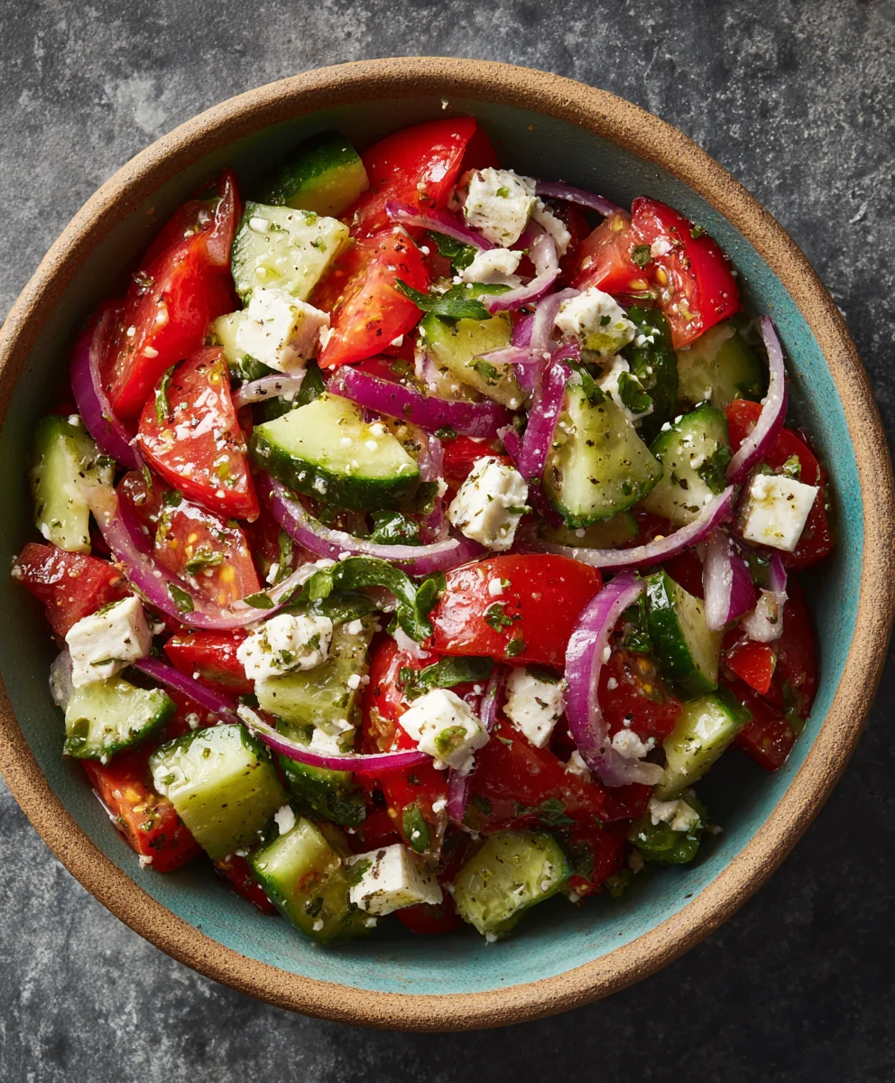Cucumber Tomato Onion Mediterranean Salad