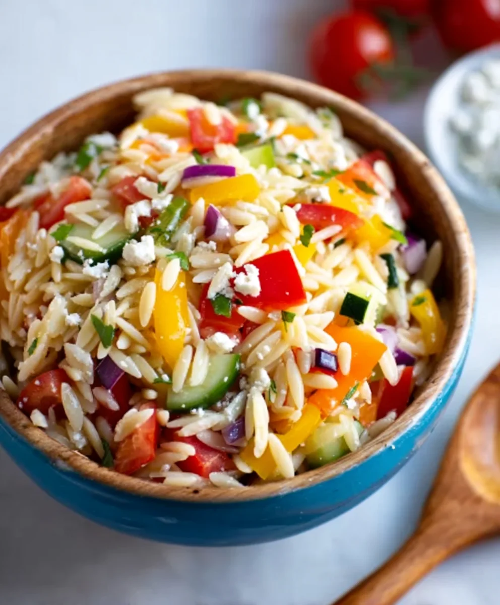 Rainbow Orzo Salad- Fresh Flavor Fiesta