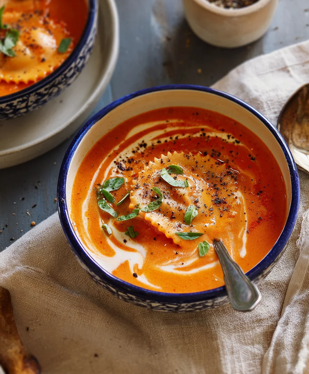 Roasted Red Pepper Ravioli Soup Recipe-Easy & Delicious