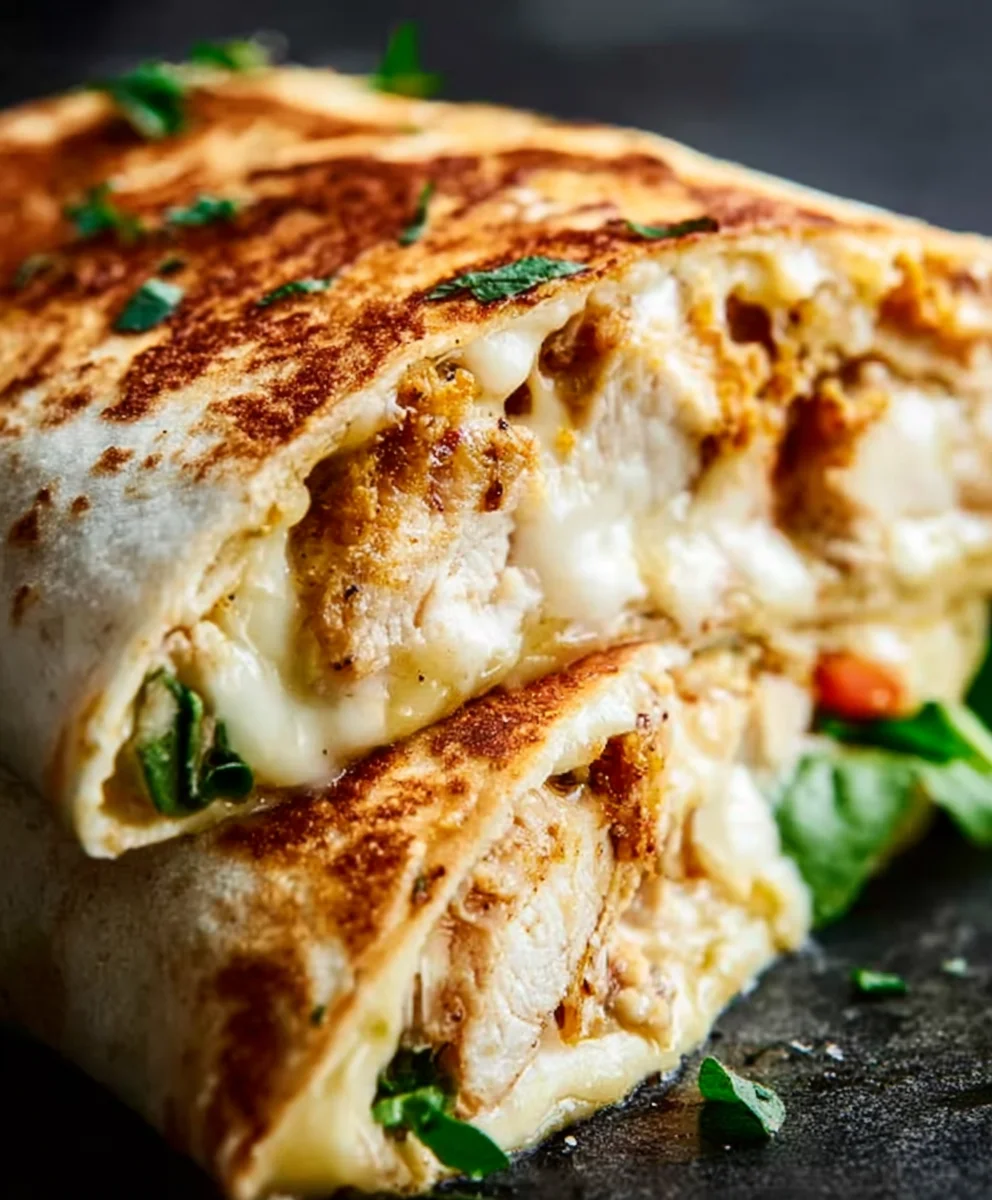 Cheesy Garlic Chicken Wraps Easy Recipe