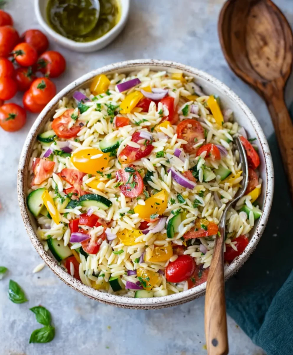 Rainbow Orzo Salad- Fresh Flavor Fiesta