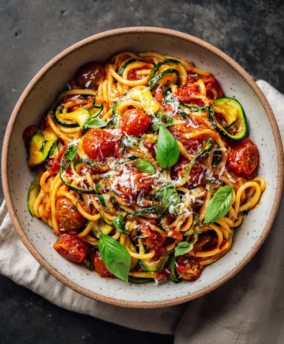 Healthy Tomato Zucchini Pasta - Quick & Easy Recipe