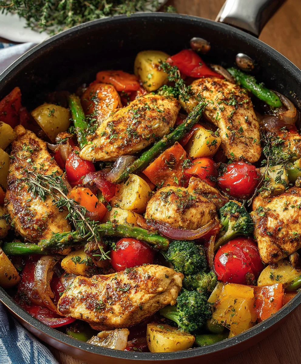 Healthy Chicken and Vegetable Skillet-Easy Dinner