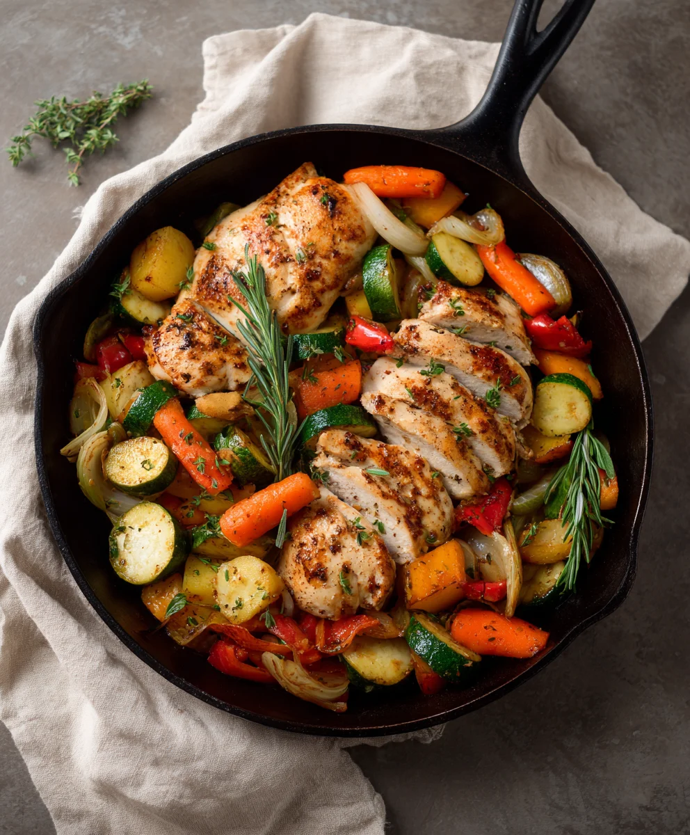 One Pot Chicken Vegetable Skillet-Healthy Low Carb