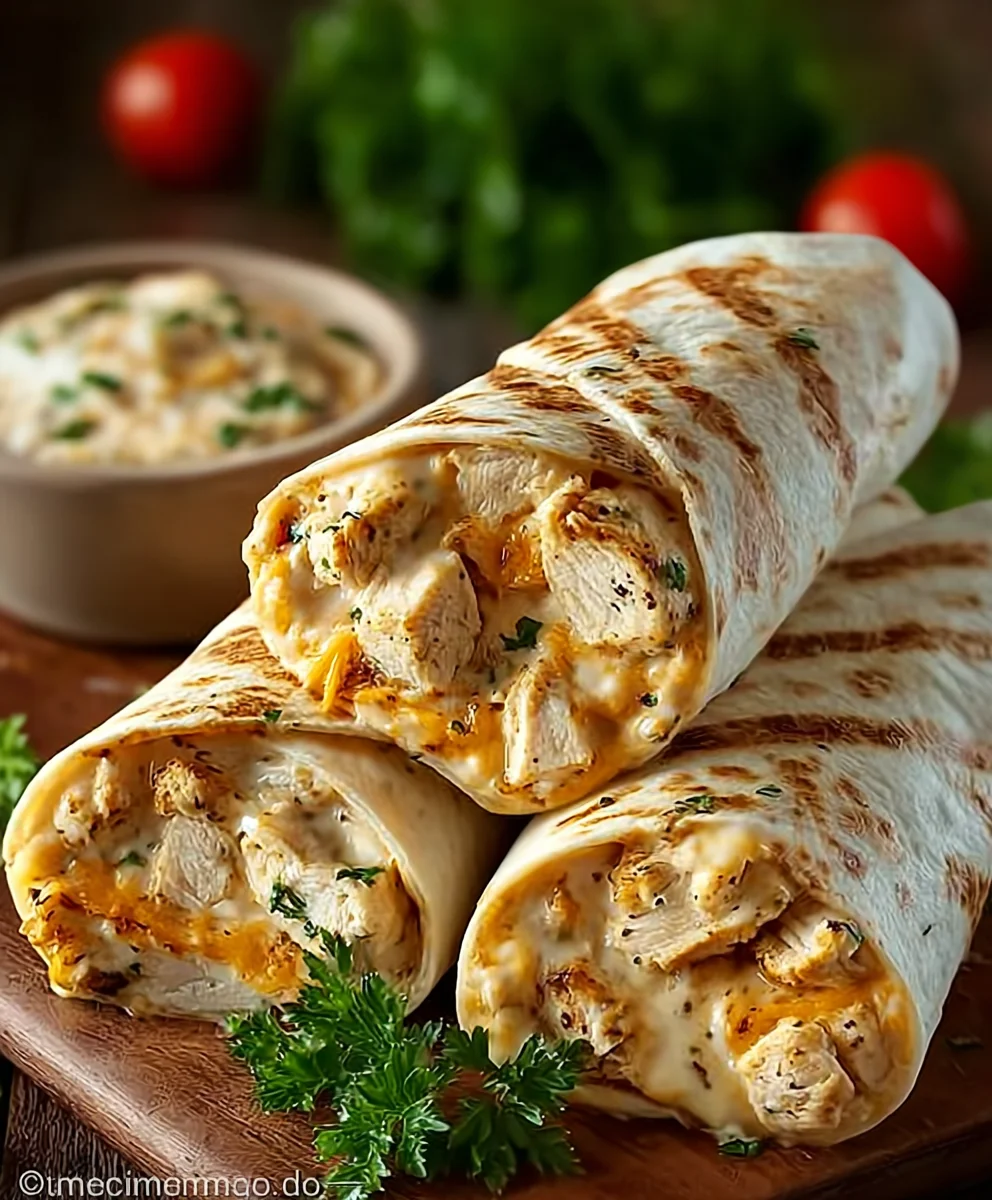 Cheesy Chicken Garlic Wraps-Quick Easy Meal