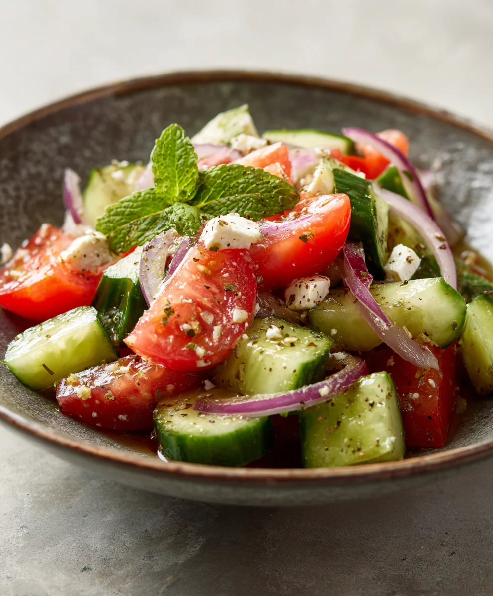 Cucumber Tomato Onion Mediterranean Salad