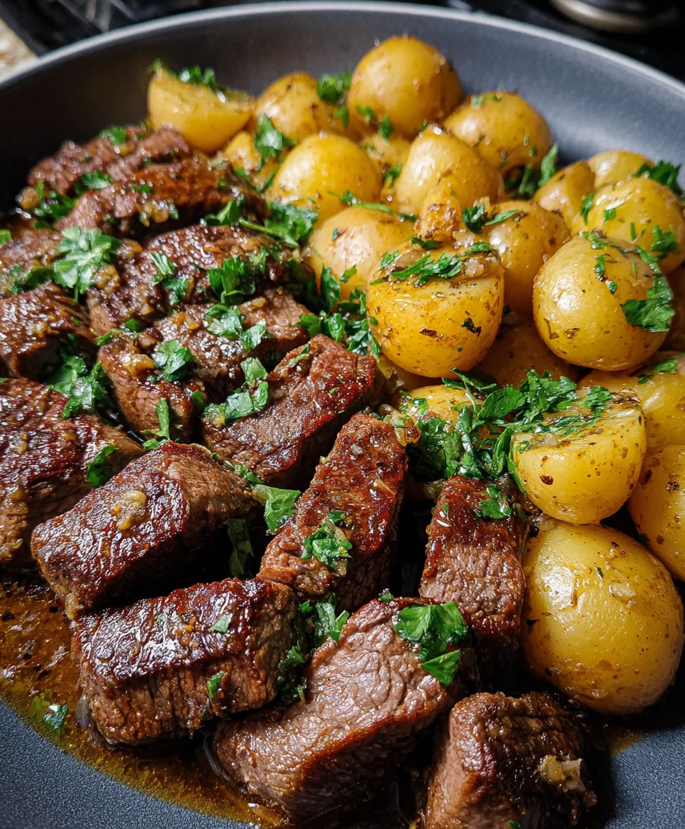 Garlic Butter Beef Steak and Potatoes - Easy Recipe