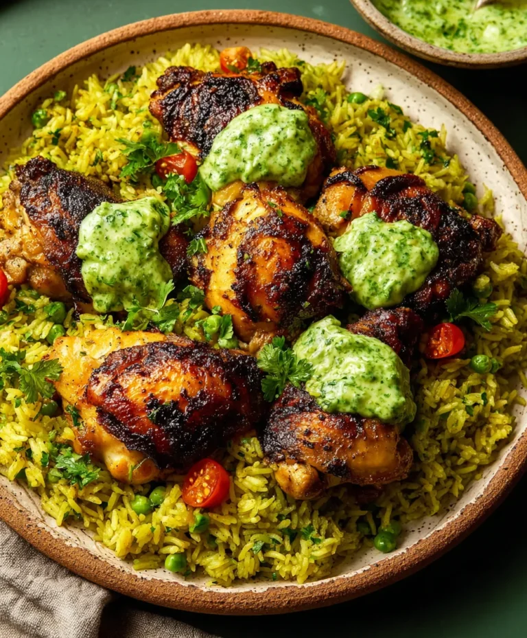 Peruvian Chicken-Rice-Green Sauce-Best Recipe
