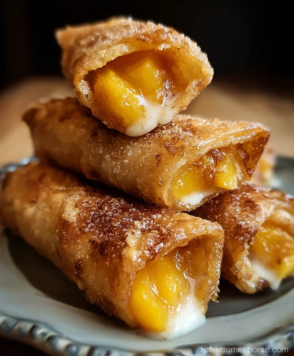 Peach Cobbler Egg Rolls - Sweet Dessert Appetizer