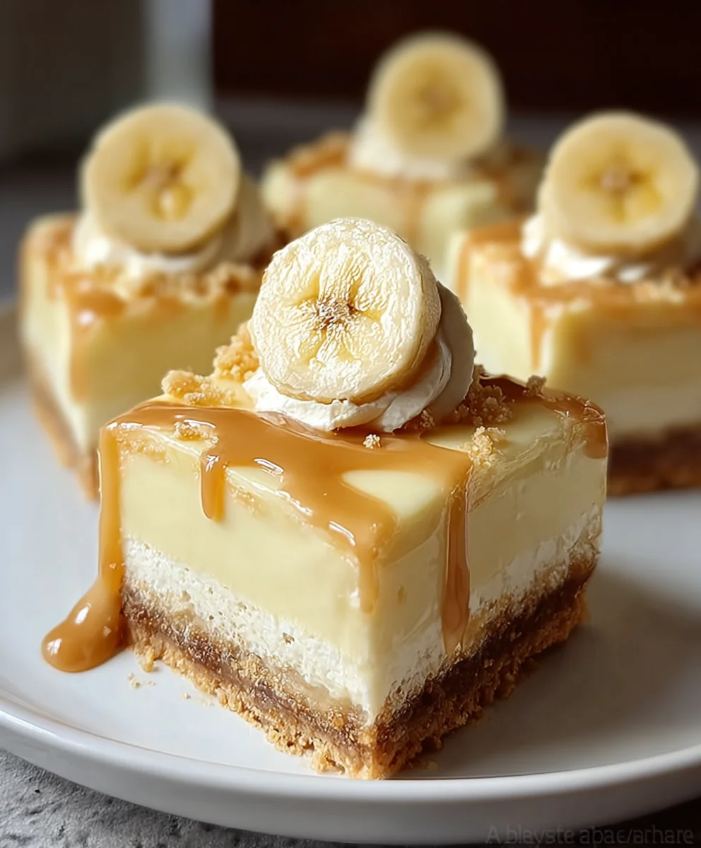 Banana Pudding Cheesecake Bars-Decadent Dessert