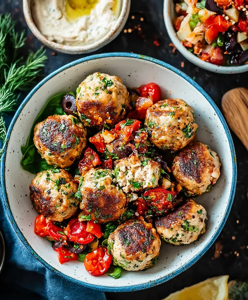 Juicy Mediterranean Chicken Meatballs - Easy Dinner Recipe