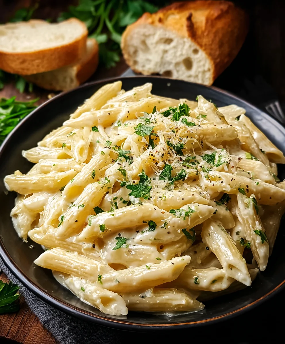 Easy Creamy Garlic Penne-Quick & Delicious Recipe
