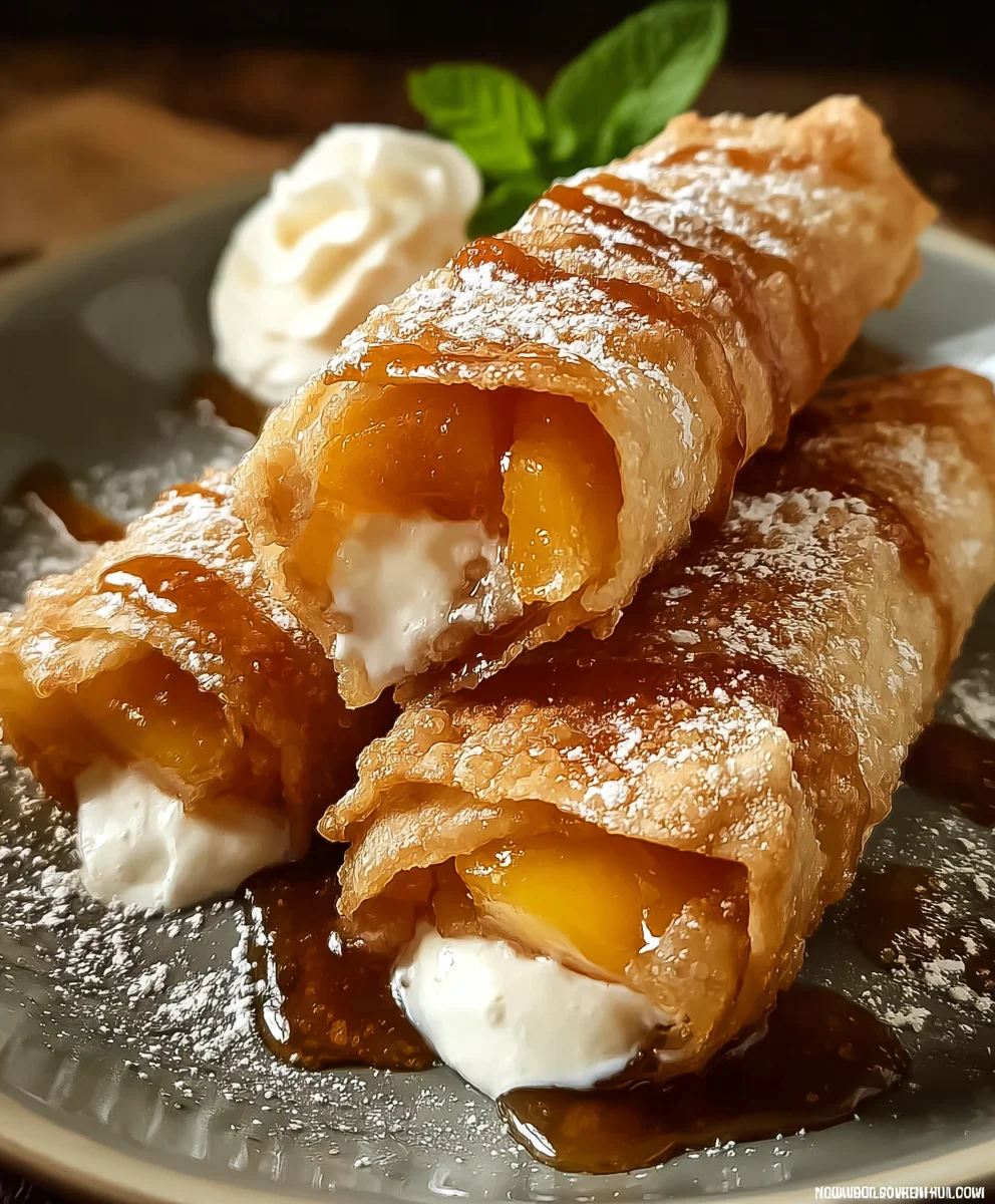 Peach Cobbler Egg Rolls - Sweet Dessert Appetizer