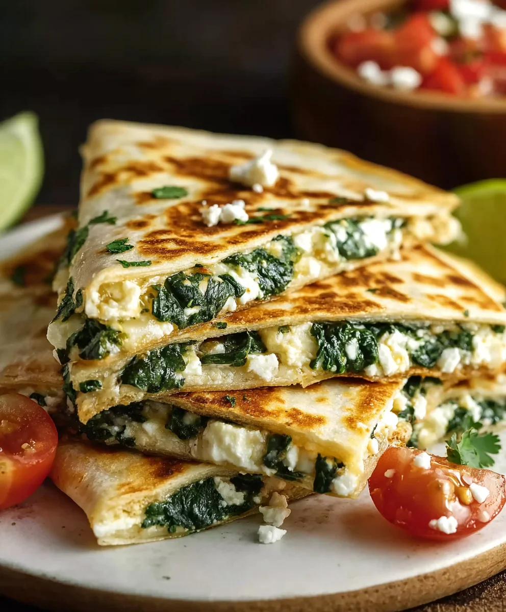 Spinach Feta Quesadillas - Easy Cheesy Dinner