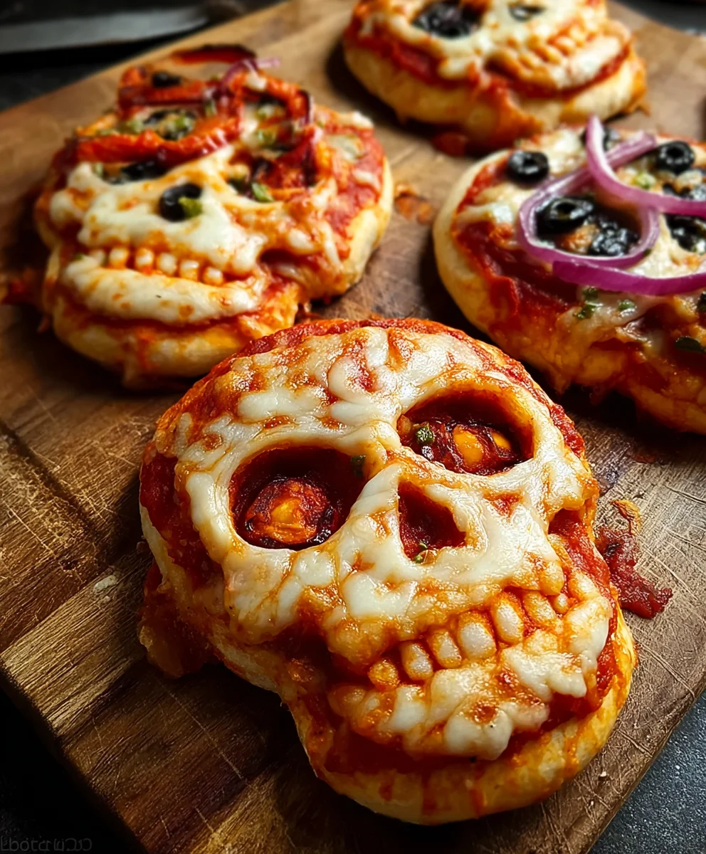Spooky Pizza Skulls-Easy Beef & Cheese Halloween Recipe