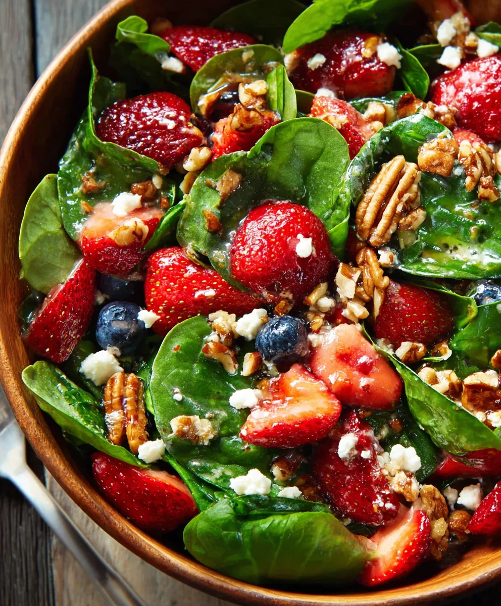 Quick Strawberry Spinach Salad Recipe- Fast Dinner Idea