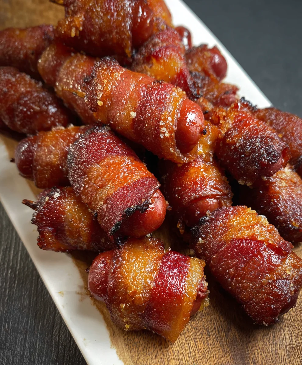 Beef Beef Bacon Wrapped Smokies-Easy Appetizer Recipe