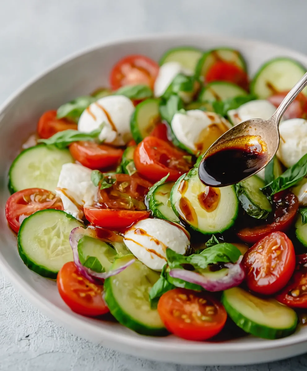 Fresh Cucumber Caprese Salad- Quick & Easy Recipe