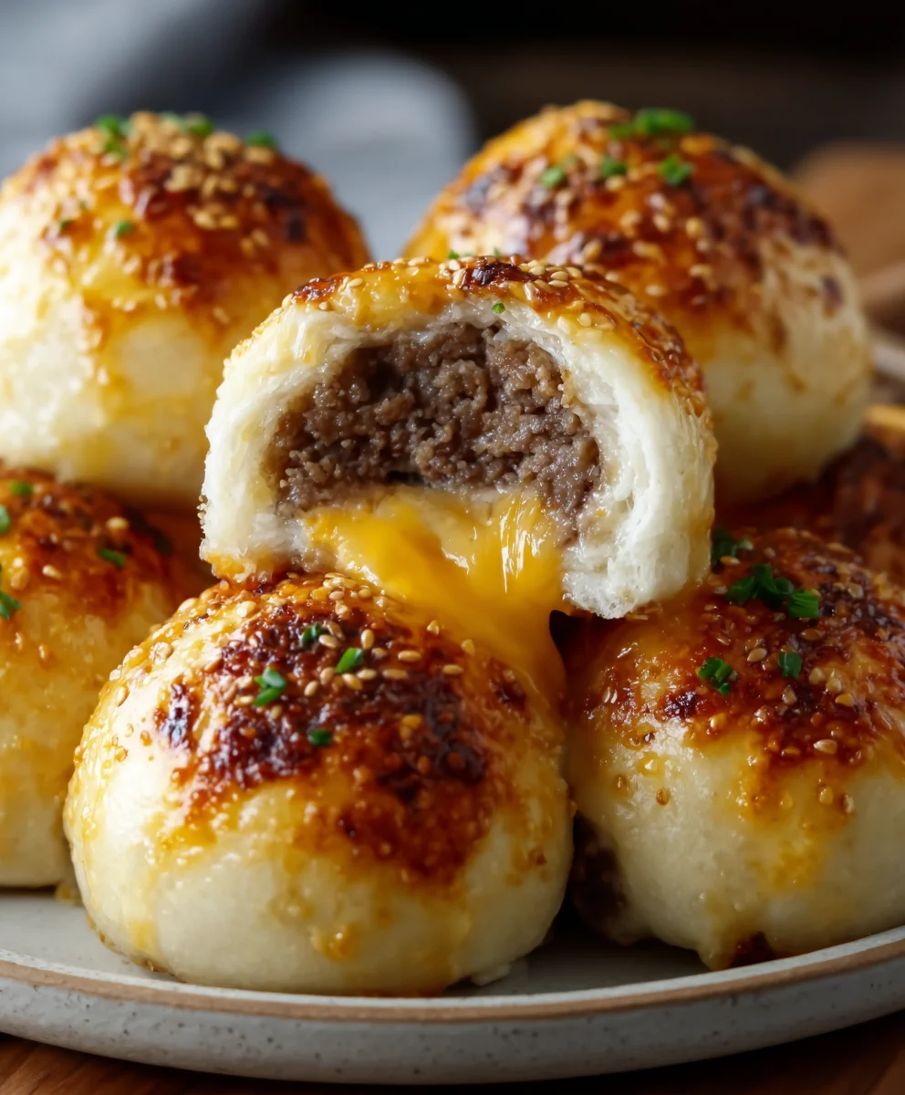 Garlic Parmesan Cheeseburger Bombs - Easy Appetizer