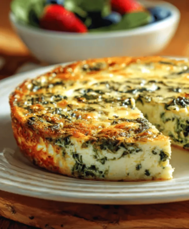 Spinach Cottage Cheese Crustless Quiche Recipe
