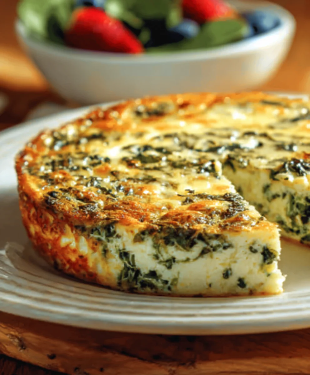 Spinach Cottage Cheese Crustless Quiche Recipe