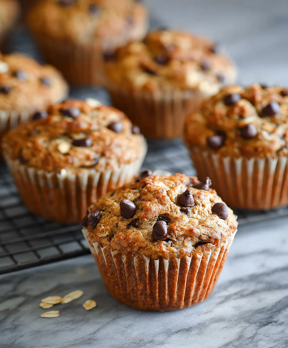 Healthy Banana Oatmeal Chocolate Chip Muffins