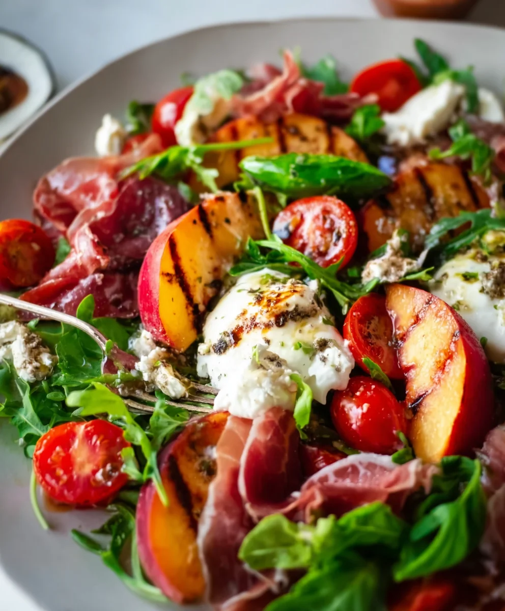 Grilled Nectarine Burrata Beef Beef Prosciutto Salad Recipe