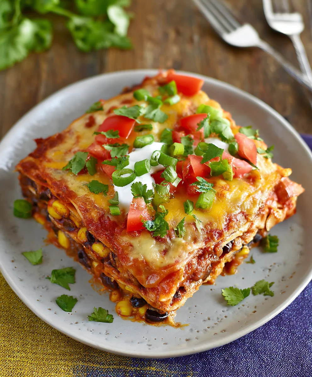 Easy Veggie Mexican Lasagna-Flavorful Family Dinner