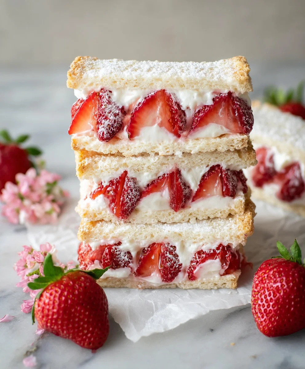Easy Strawberry Cream Sandwiches - Delicious Dessert Recipe