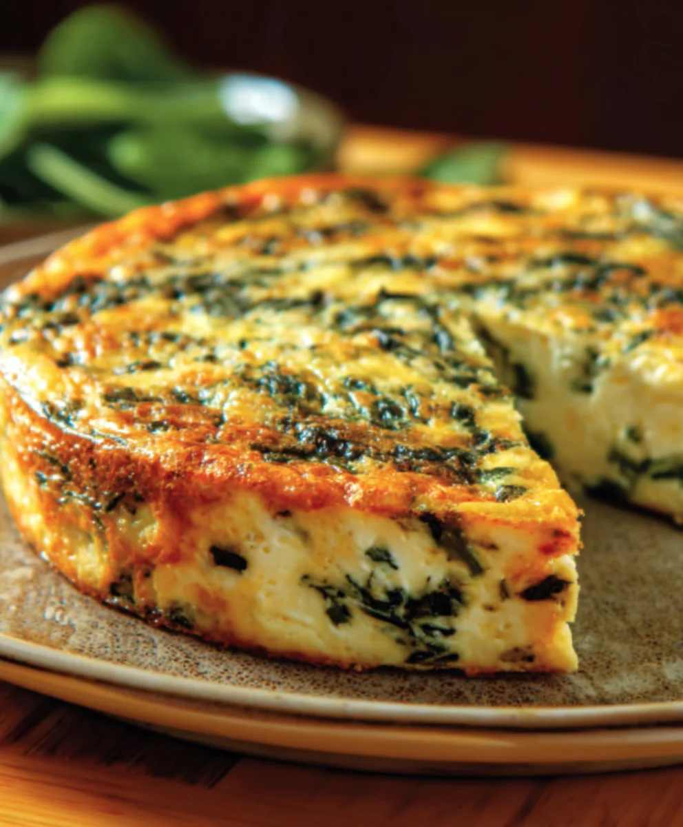 Spinach Cottage Cheese Crustless Quiche Recipe