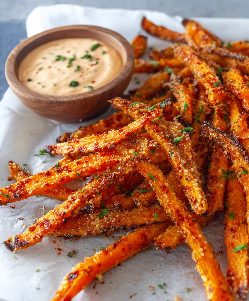 Baked Carrot Fries-Paprika Garlic Aioli Recipe