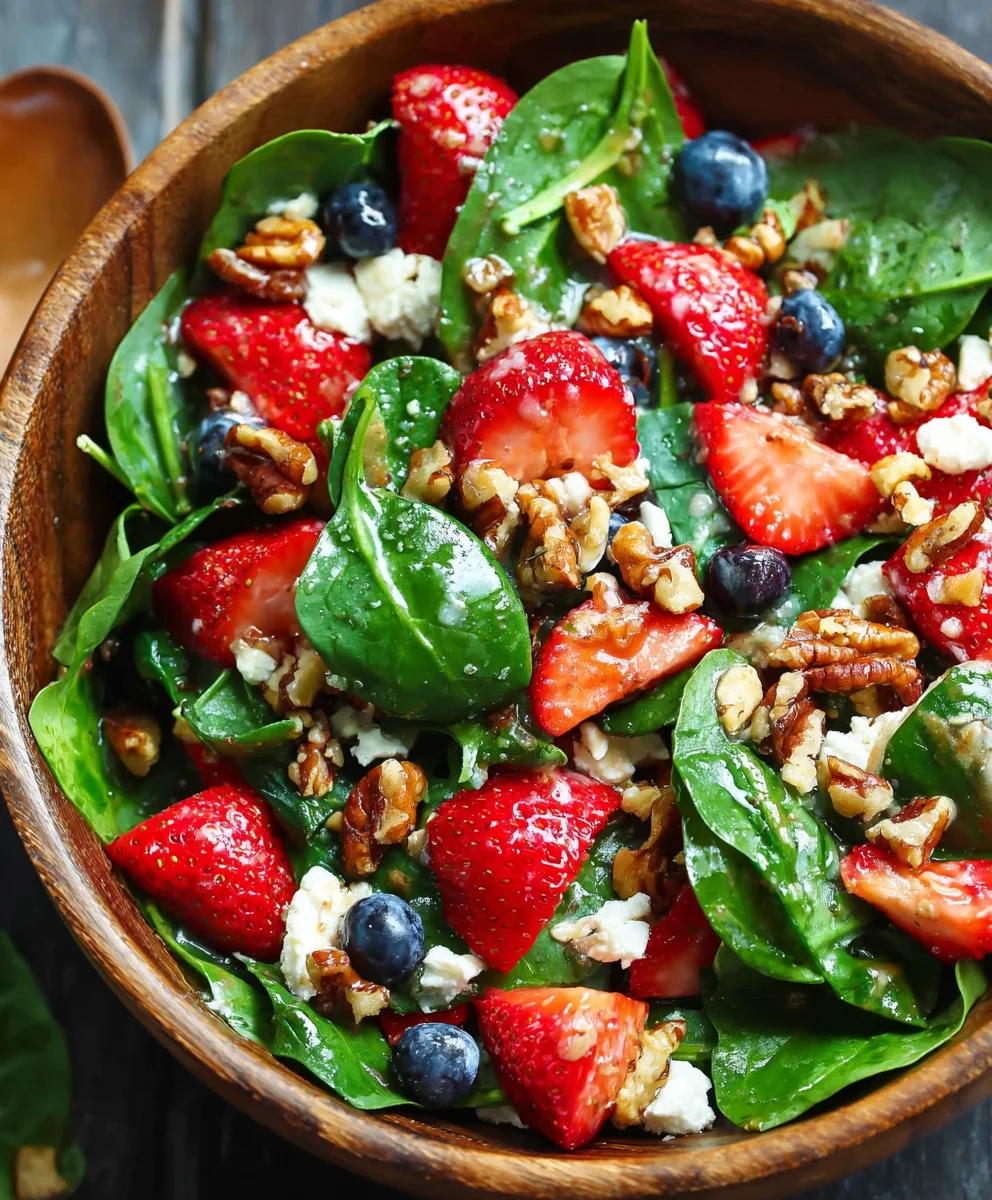 Quick Strawberry Spinach Salad Recipe- Fast Dinner Idea