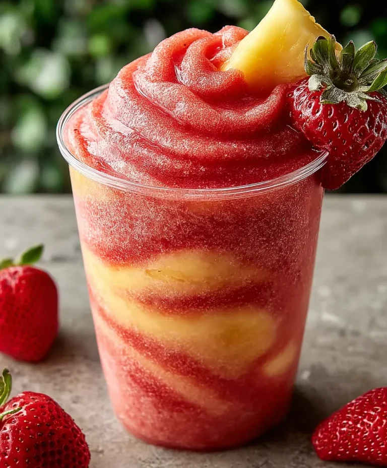 Pineapple Strawberry Swirl Slushie-Refreshing Drink