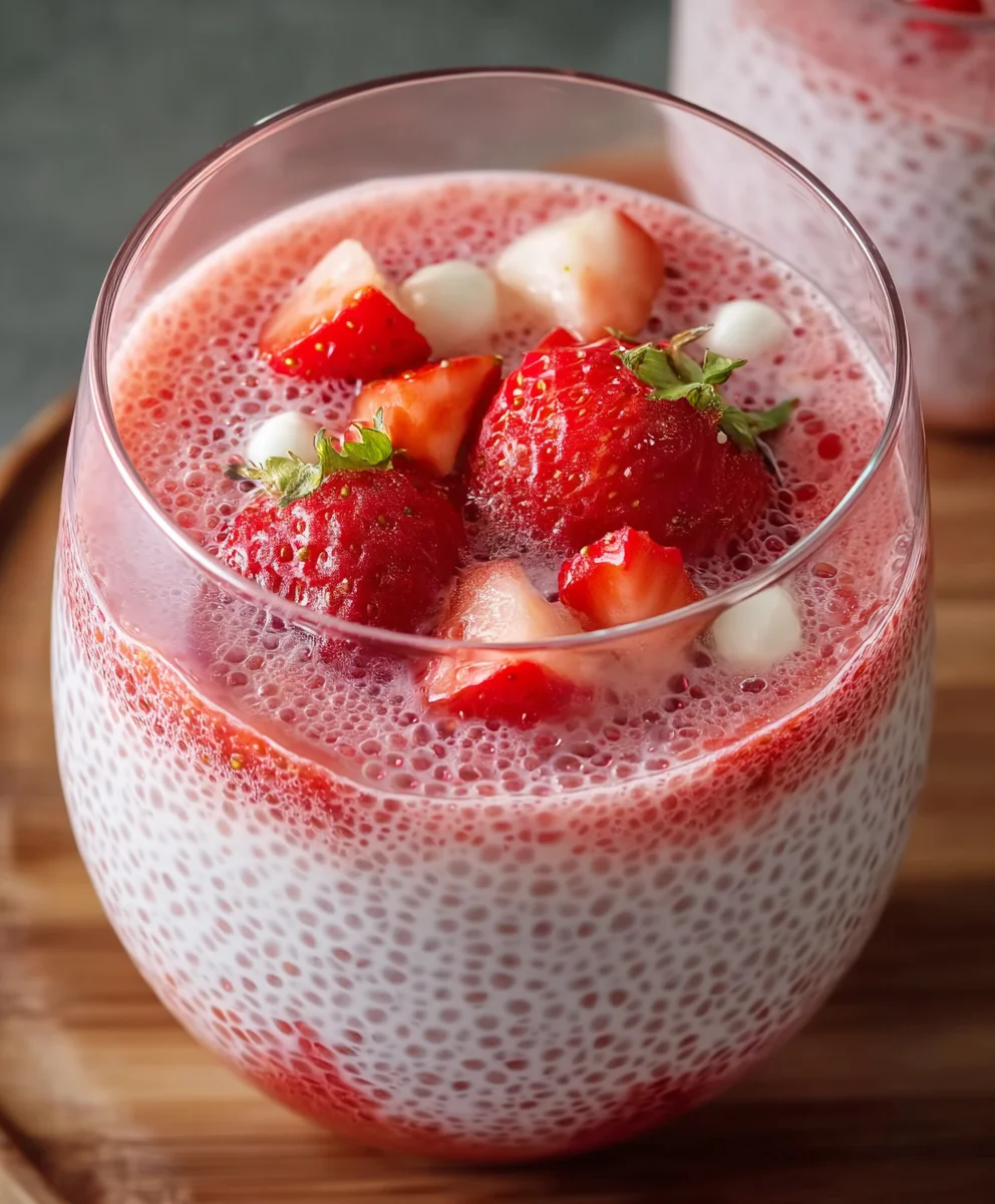 Easy Strawberry Sago Pudding Dessert Recipe