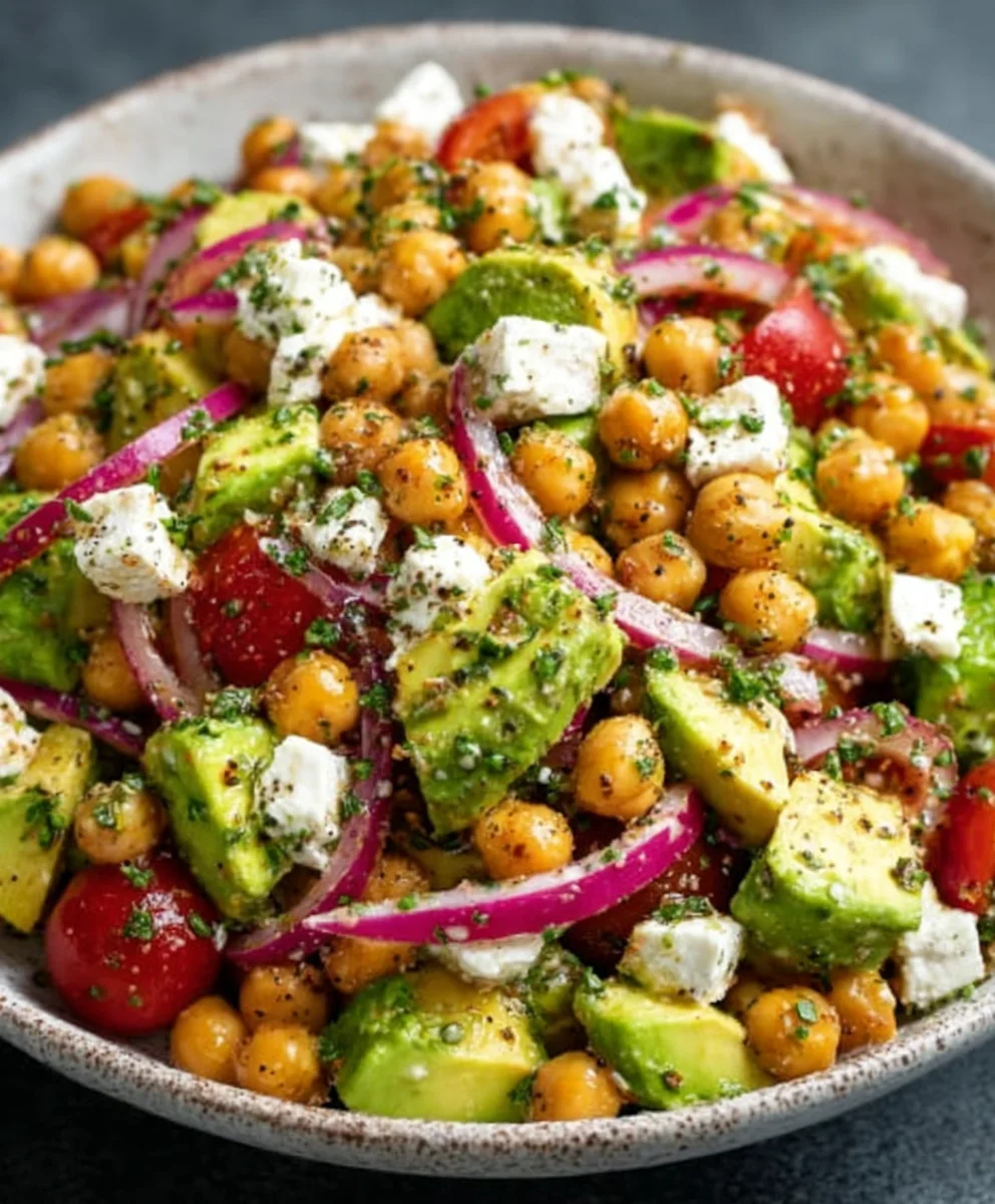 Chickpea Feta Avocado Salad - Fresh & Easy Recipe
