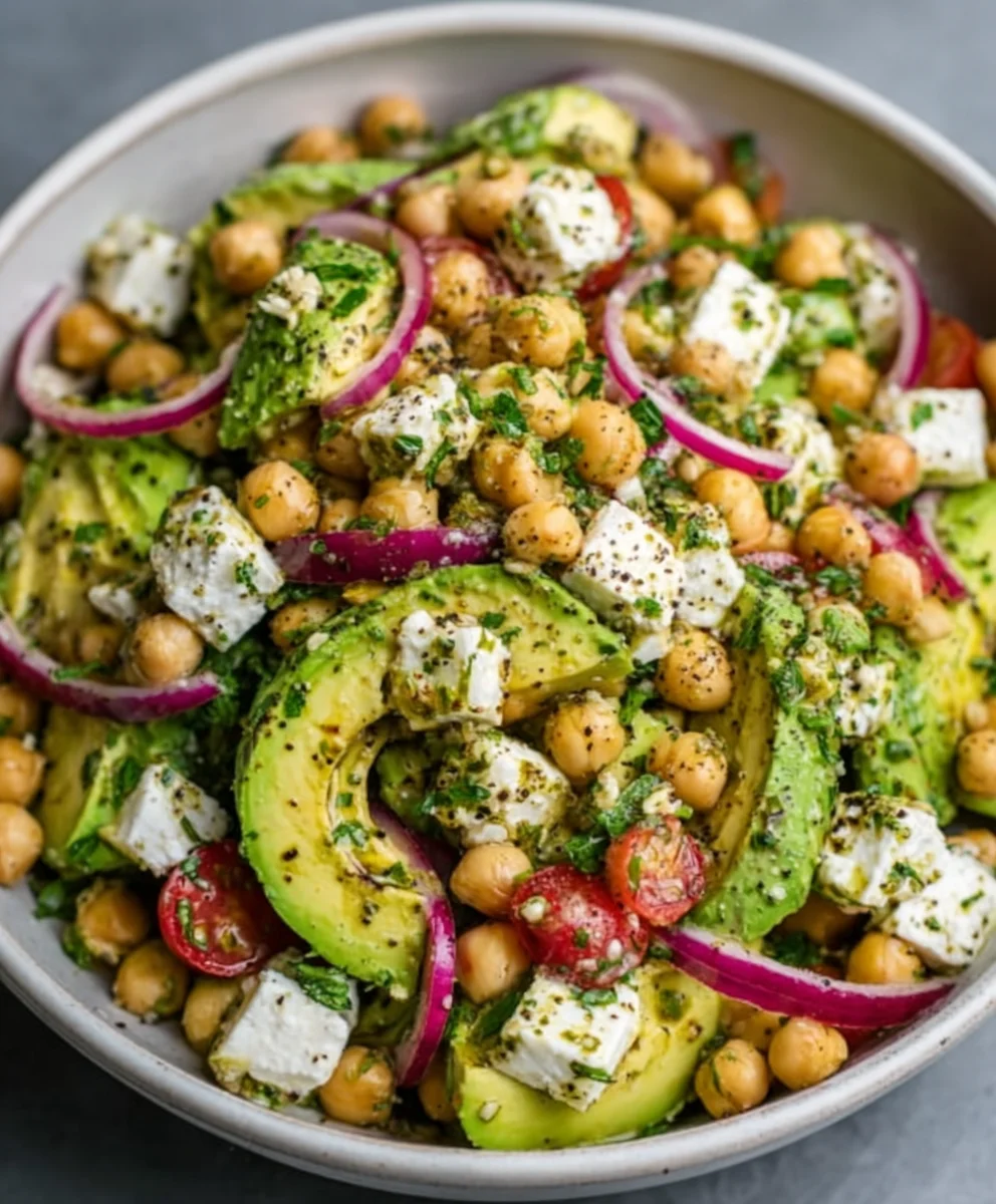 Chickpea Feta Avocado Salad - Fresh & Easy Recipe