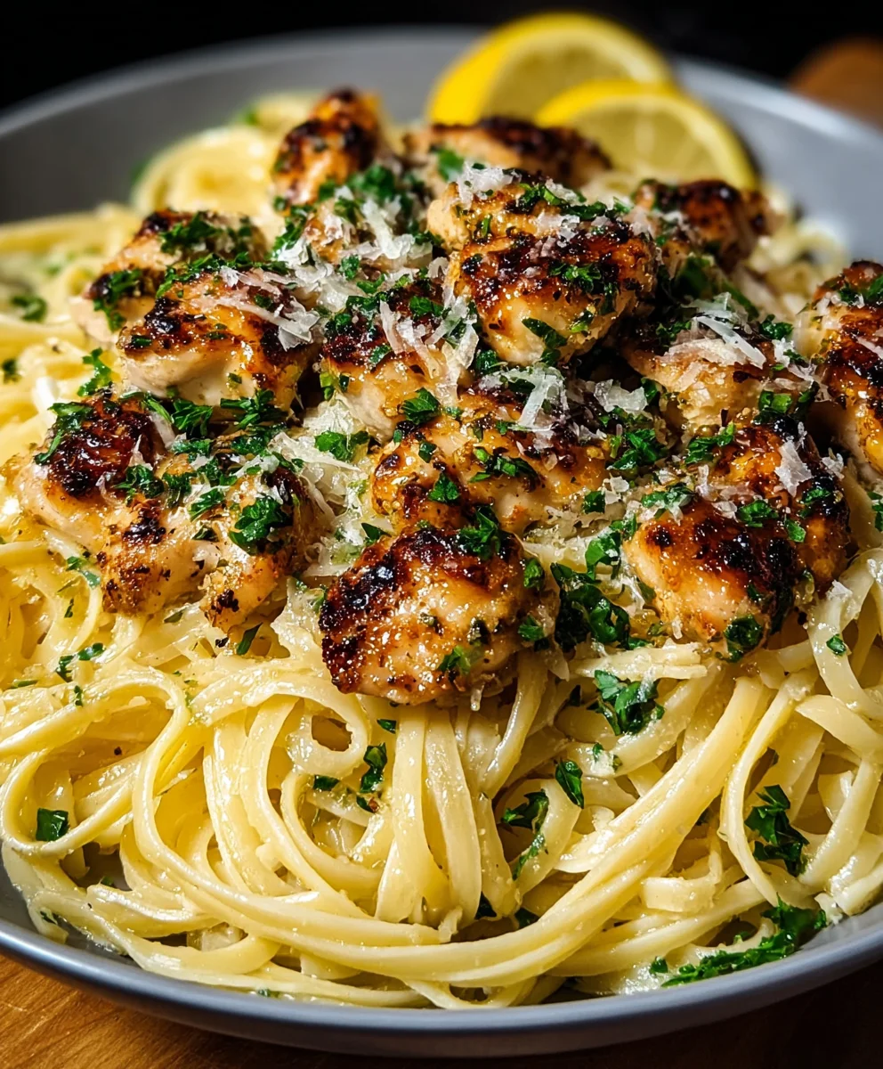 Lemon Garlic Butter Chicken Parmesan Linguine