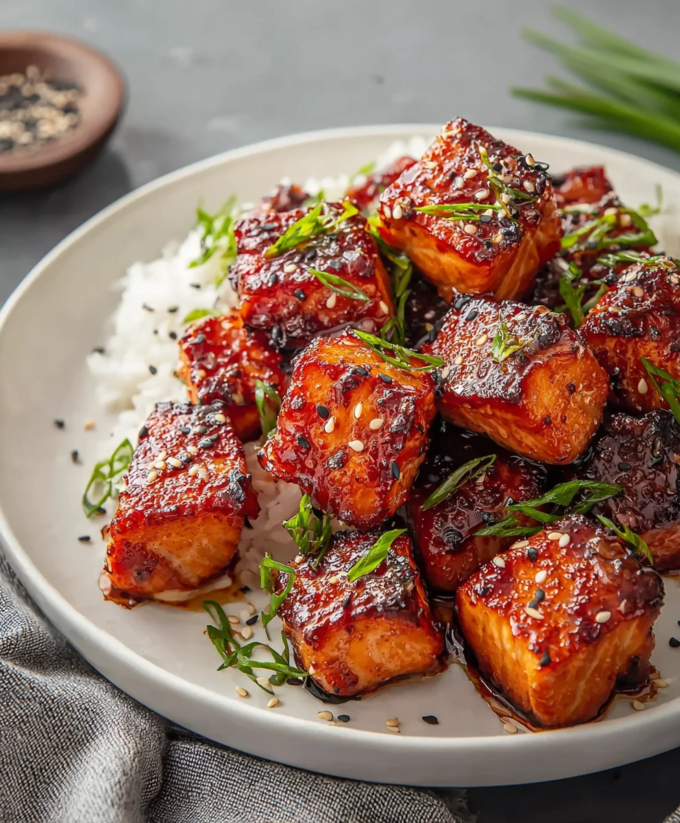 Quick Honey Garlic Salmon Bites-Easy & Flavorful