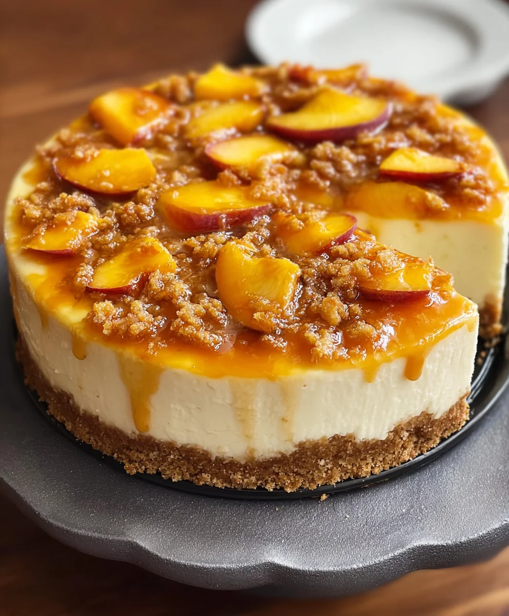Peach Cobbler Cheesecake-Easy Dessert Recipe