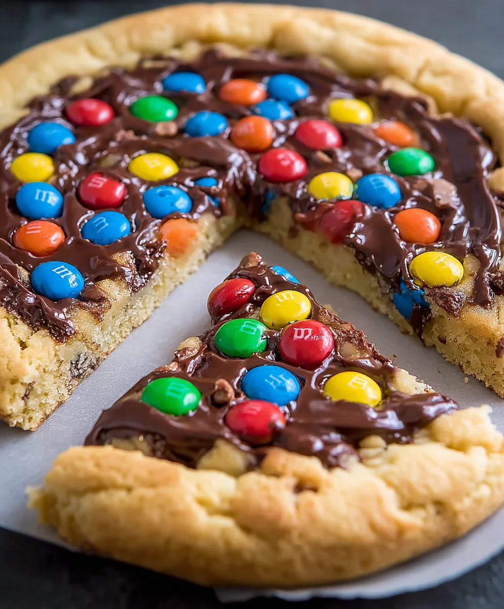 M-and-M Cookie Pizza Recipe-Decadent Dessert Delight