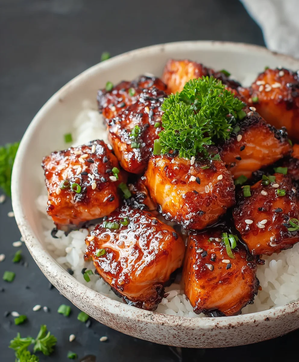 Quick Honey Garlic Salmon Bites-Easy & Flavorful