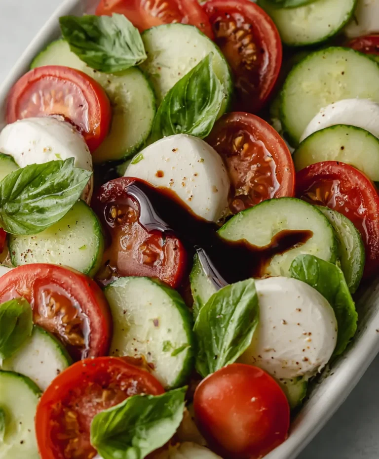 Fresh Cucumber Caprese Salad- Quick & Easy Recipe