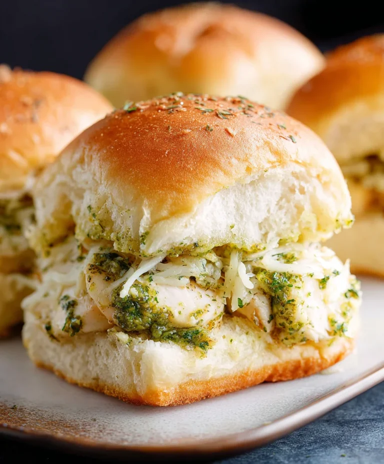 Cheesy Garlic Pesto Chicken Sliders – Easy & Flavorful